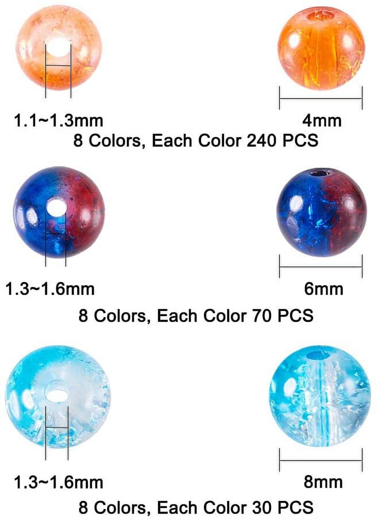 4mm 6mm 8mm Crackle Glass Beads 2720pcs 24 Color Glass Crackle Lampwork Round Beads for Necklace Bracelet Jewelry Making