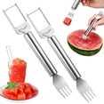 thumbnail image 4 of Dinnerware Set 6Pc 2 in 1 Watermelon Slicer & Fork – Stainless Cutter Tool for Watermelon Pitaya – Portable for Camping Picnics Home Parties – Effortless Cubes & No Mess, 4 of 5