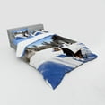 thumbnail image 3 of Ambesonne Winter Bedding Set 3 Pcs, Log Cabins in Mountains, Twin, Blue Brown White, 3 of 3