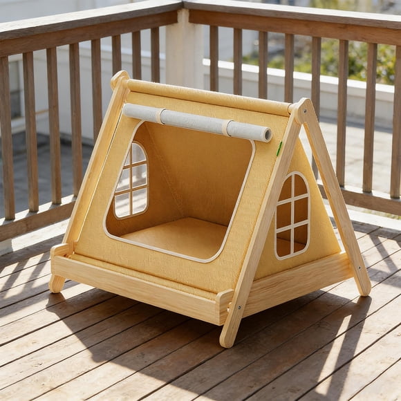 Tienda de campaña para perros de interior, refugio para mascotas, casa elevada de madera para interiores, casa para sala de estar, dormitorio