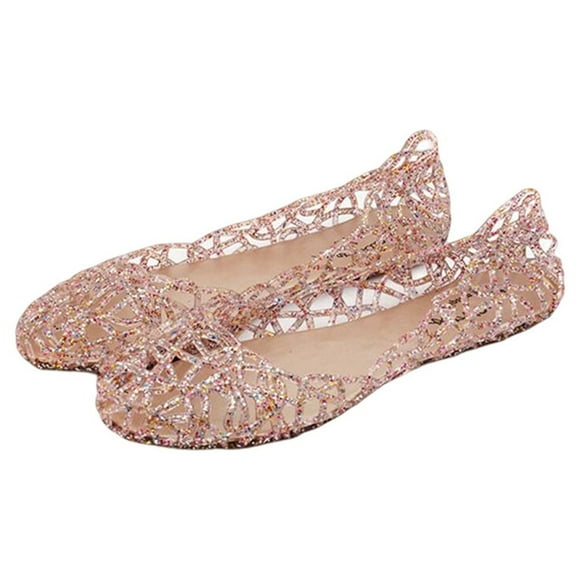 fastboy Women Beach Sandals Hollow Decorative Shoes Travel Footwear Casual Breathable Adults Sparkling Flat Twinkle Comfortable 39 Yard