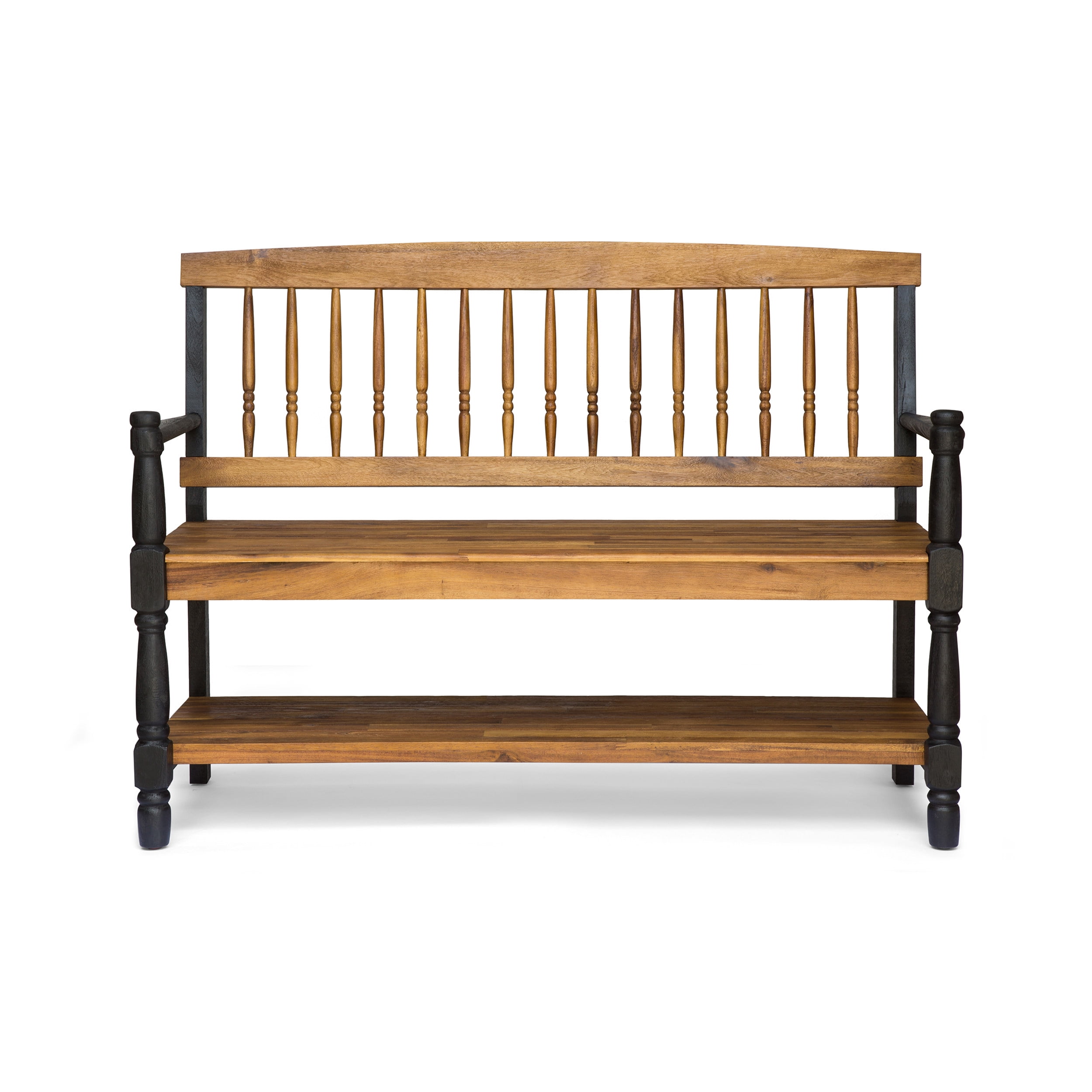 Kay Indoor Industrial Acacia Wood Bench with Shelf and Coat Hooks Teak, 1  unit - Pick 'n Save