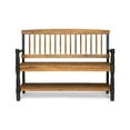 thumbnail image 6 of GDF Studio Kuhn Indoor/Outdoor Acacia Wood Bench with Shelf, Teak and Black, 6 of 6