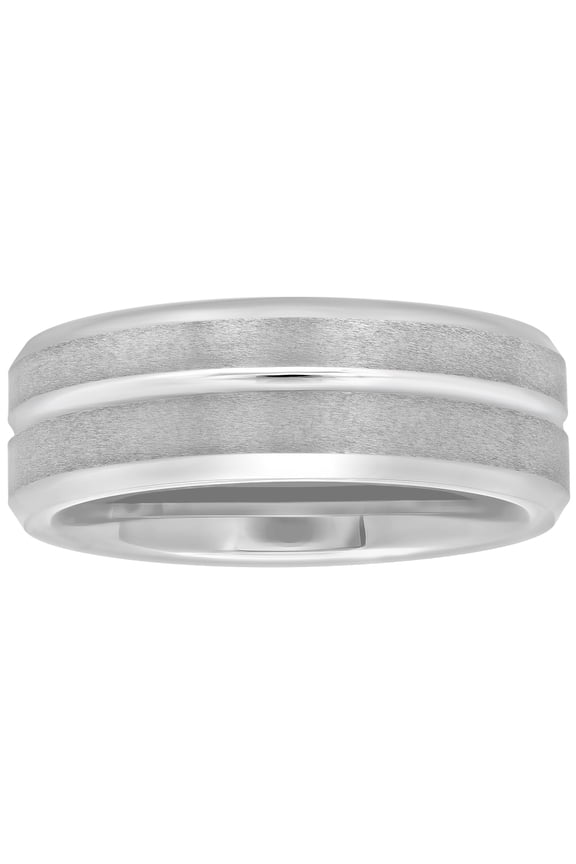 Men's Tungsten 8MM Grooved Comfort, Silver, 12