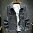 thumbnail image 2 of Abrigo vaquero para hombre, chaqueta vaquera gris de motociclista, para hombre, hombros anchos, ropa de motociclista, ropa de invierno de marca, ropa informal Y2k G, 2 of 5