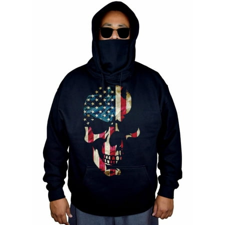 Men's Americana Skull Black Mask Hoodie Sweater X-Large Black