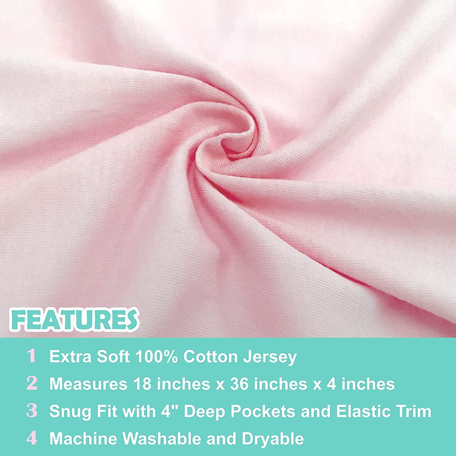 American Baby Company 2 Pack 100% Cotton Knit Fitted 18" x 36" Cradle/Bassinet Sheet - Compatible with Mika Micky Bassinet, Pink, Soft Breathable, for Girls