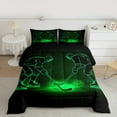 thumbnail image 2 of Manfei Sports Game Queen Comforter Set,Ice Hockey Player Bedding Sets,Neon Green Black Bedding Comforter Set For Children,Breathable Room Decor Reversible,3-Piece, 2 of 8