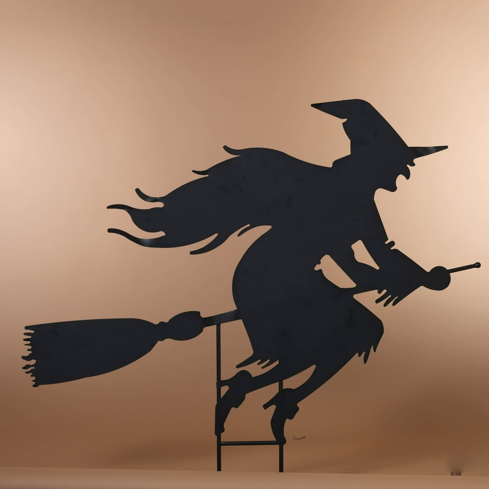 Gerson 43.5Inch Long Metal Witch on Broom Silhouette Yard Stake