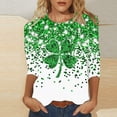 thumbnail image 1 of TaTaai Women St. Patrick's Day Green Print Crew Neck 3/4 Sleeve T-Shirt Loose Casual Top Ladies Spring Holiday Street Wear Lightweight Breathable Non-See-Through No Fading Soft Top Gift, 1 of 5