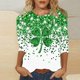 thumbnail image 1 of TaTaai Women St. Patrick's Day Green Print Crew Neck 3/4 Sleeve T-Shirt Loose Casual Top Ladies Spring Holiday Street Wear Lightweight Breathable Non-See-Through No Fading Soft Top Gift, 1 of 5