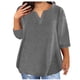 thumbnail image 1 of Puntoco Liquidación de camisetas cortas para mujer Camiseta holgada de manga 3/4 con escote en V y color liso para mujer, 1 of 4