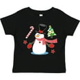 thumbnail image 3 of Inktastic Top Hat Snowman with Christmas Tree and Candy Cane Boys or Girls Toddler T-Shirt, 3 of 5