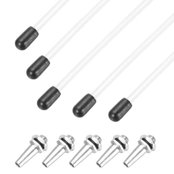 Uxcell 320mm Plastic Protection Antenna Tube, RC Antenna Tube with Mount and Cap for RC Car Boat Drone Receiver Antenna(White Silver Tone, 5 Pcs)