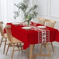 thumbnail image 2 of 60x84 Inch Christmas Red Linen Table Cloths Rectangle Deer Snowflake Striped Xmas Durable Tablecloth Winter Holiday Table Cover for Dining Room Outdoor Party Tables Decor, 2 of 7