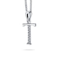 thumbnail image 2 of Bling Jewelry Womens T - Delicate Pave CZ Block Letter Alphabet Pendant Necklace Sterling Silver, 2 of 5