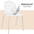 thumbnail image 6 of Set of 4 Stackable Dining Kitchen Chairs Plastic Armless Side with Back Curved Round Shape Chrome Metal Legs Indoor Outdoor Patio, White, 6 of 17