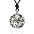 thumbnail image 1 of Dragon Crest Silver Pewter Charm Necklace Pendant Jewelry With Cotton Cord, 1 of 1