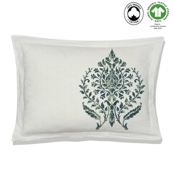 Trellis Wrinkle Resistant Reversible Print 100% Organic Cotton Sham Set of 2