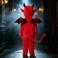 thumbnail image 6 of GiLiling Toddler Halloween Outfit Devil Boys Girls Fleece Onesie Fun Jumpsuits for Kids Soft Cozy Hooded Jumpsuit Halloween Onesie (Red, 7-8 Years), 6 of 6