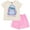 Oatmeal heather / light pink, stitch, variant on Disney Minnie Mouse T-Shirt and Mesh Shorts Outfit Set Toddler to Big Kid