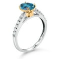 thumbnail image 3 of Gem Stone King 10K Yellow and White Gold London Blue Topaz and White Lab Grown Diamond Engagement Ring for Women (1.68 Cttw, Oval 8X6MM, Gemstone November Birthstone, Available in Size 5, 6, 7, 8, 9), 3 of 4