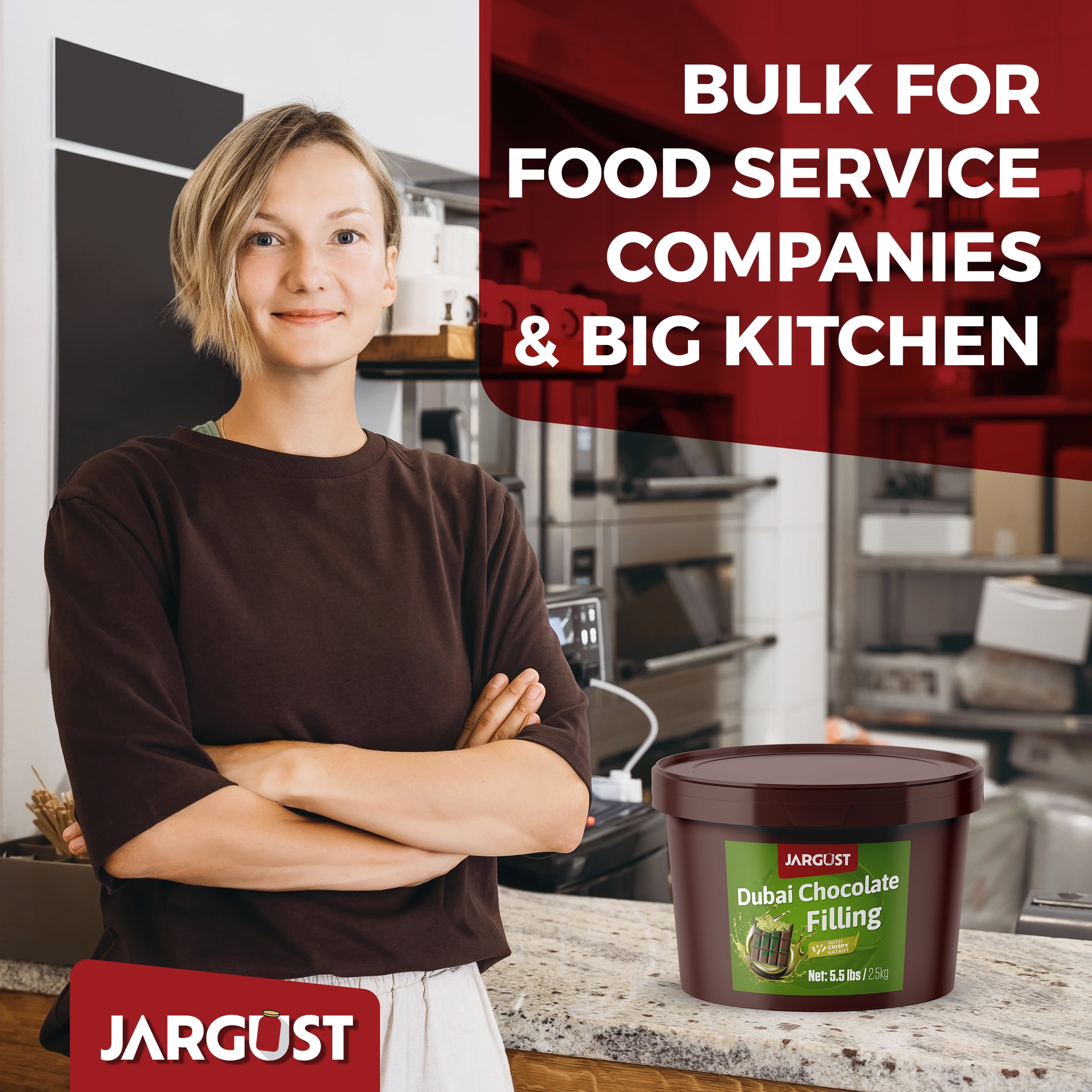 Jargust Bulk Dubai Chocolate Bar Filling, Dubai Chocolate Bar Kit Mixture, 5.5 lb (2.5 kg), 2 Packs