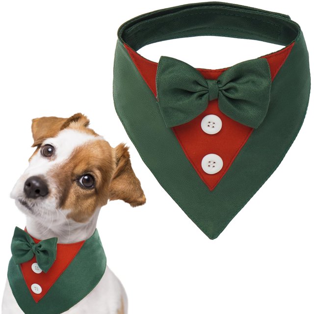 Traje formal navideño FUAMEY de esmoquin para perro con pajarita L