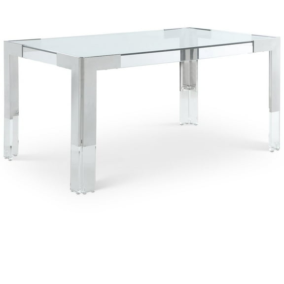 Meridian Furniture Casper Chrome Stainless Steel and Acrylic Dining Table