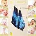 thumbnail image 3 of 3 PCS Blue Flame Musical Treble Clef Baby Muslin Washcloths, Floral Soft Absorbent Face Towel Burp Cloths Cotton Bath Wipes Infant Wash Cloth for Newborn Boys Girls, 3 of 7