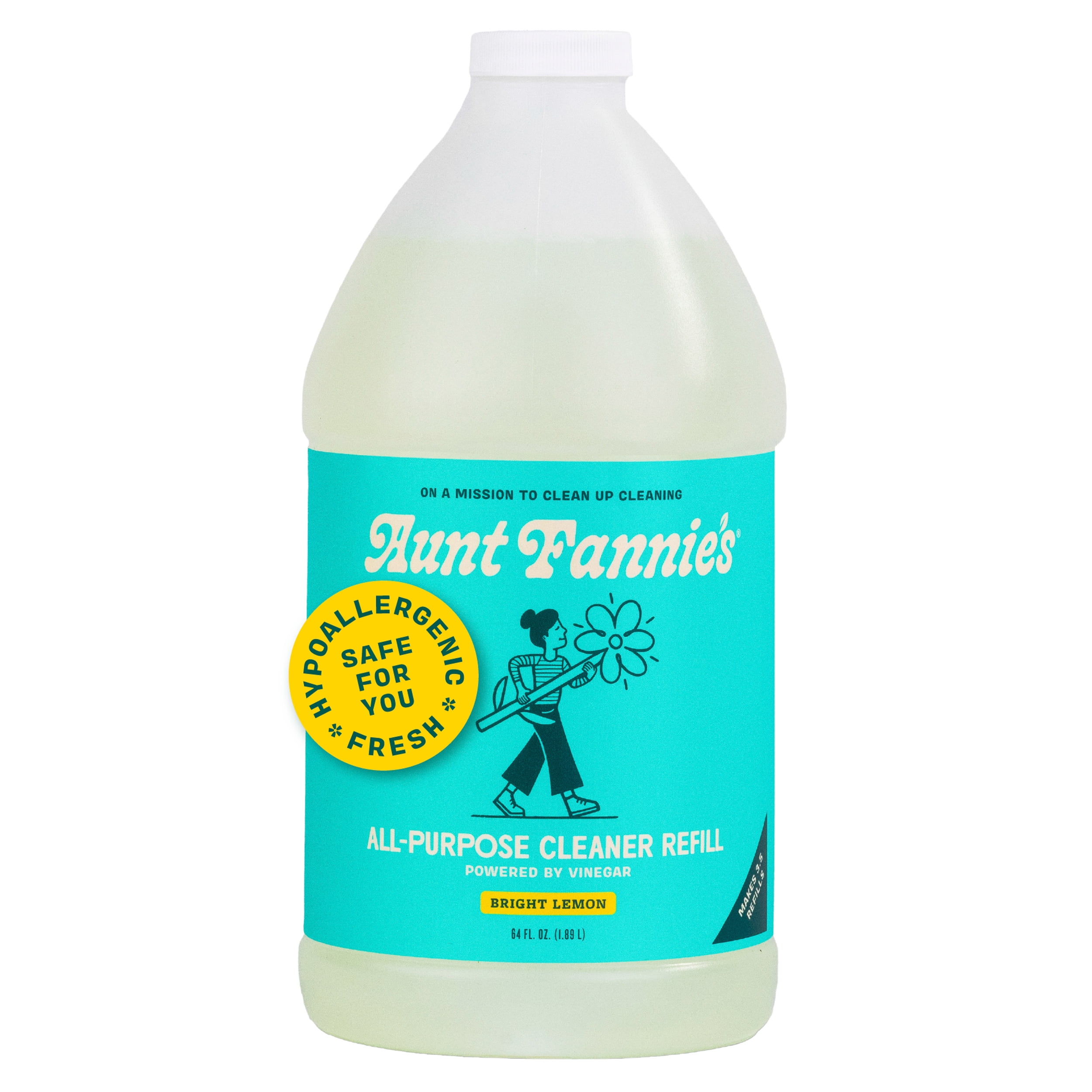 (4 pack) Aunt Fannie’s All-Purpose Cleaning Vinegar, Lemon Scent, 64 oz