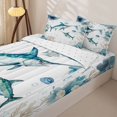 thumbnail image 3 of Manfei Large Marlin Zipper Twin Comforter Sets with Fitted Sheet and 2 Pillowcases,Ocean Themed Art Zipper Bedding Set,White Green,Reversible,4pcs, 3 of 8