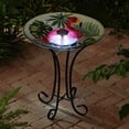 thumbnail image 3 of Hi-Line Gifts 21" Flamingo Verdant Glass Outdoor Glass Solar Bird Bath with Stand, 3 of 4