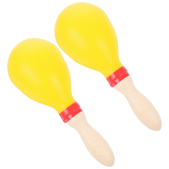 TABLZONE 1 Pair Shaker Musical Instruments Wooden Maracas Yellow Simple and Delicate for Kids Percussion Instrument