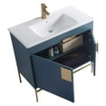 thumbnail image 4 of Fine Fixtures - Modern Blue 36" Bathroom Vanity Set, Satin Brass Hardware, Vitreous China Sink Top, 4 of 4