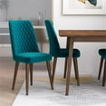 thumbnail image 6 of Alpen Modern Solid Wood Table and Teal Velvet Chair Dining Room Furniture Set, 6 of 6