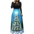 thumbnail image 2 of Joyeux Noël TIMIFIS Robe Longue Décontractée à Manches Longues Mode Automne pour Femmes Robe de Cocktail Vintage Ligne A, 2 of 6