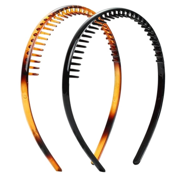 Duehut HLLMX 2 PCS Peine de Dientes Diadema de Plástico Diadema de Plástico Tiburón Dientes Peine Diadema Antideslizante Accesorio de Aro para el Cabello para Mujeres Niñas Dama (Negro Marrón)