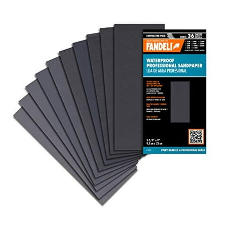 Fandeli 120 to 2500 Assorted Grit Sandpaper for Wood Furniture Finishing, Metal Sanding and Automotive Polishing, Dry or Wet Sanding, 9 x 3.6 Inch, 36 Sheet