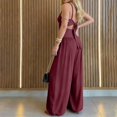 thumbnail image 4 of Solid Camisole Hollow Out Tie Front Wide Leg Jumpsuit Piece, 4 of 6