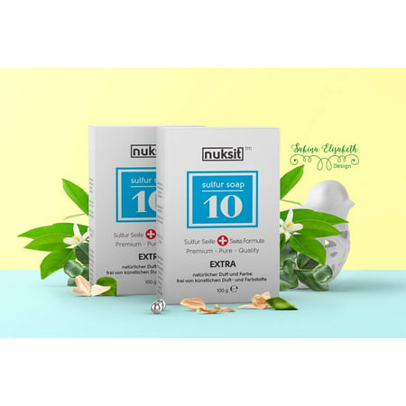 Swiss 2 Pack- Nuksit Premium 10% Sulfur Soap for (Best Natural Soap For Acne)