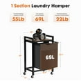 thumbnail image 3 of LIFERECORD Laundry Hamper Sorter with Wheels, 1x Pull-Out Removable 69L Oxford Fabric Bags, Rolling Storage Cart for Bedroom Bathroom, Rustic Brown, 3 of 10