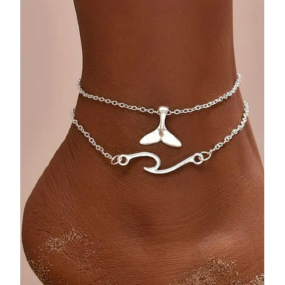 Mermaid Tail Wave Double Layer Anklet
