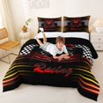 thumbnail image 3 of Manfei Race Car Full Size Comforter Sets,Classic Sports Print Bedding Comforter Set,Yellow Red,Black Reversible,3 Pieces,1 Comforter and 2 Pillowcases, 3 of 7