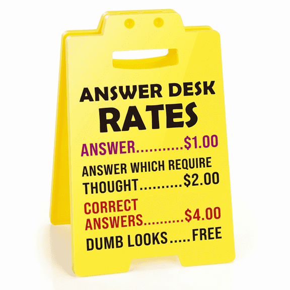 Funny Gag Office Desk Sign, "Answer Desk Rates" Caution Style Decor, Humorous Cubicle Accessories, Appreciation Stress Relief Gift for Coworker Boss Teacher Principal Men Women