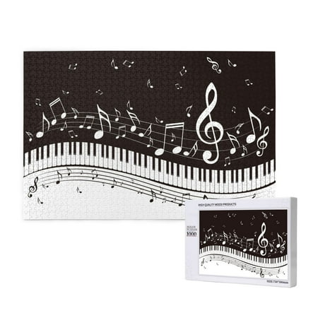 Rateoe Piano Keys With Musical Notes Pattern Wooden Picture Puzzle 1000 Piece Jigsaw Puzzle Family Fun Puzzle Home Décor Puzzle Gift Puzzle(Horizontal style)