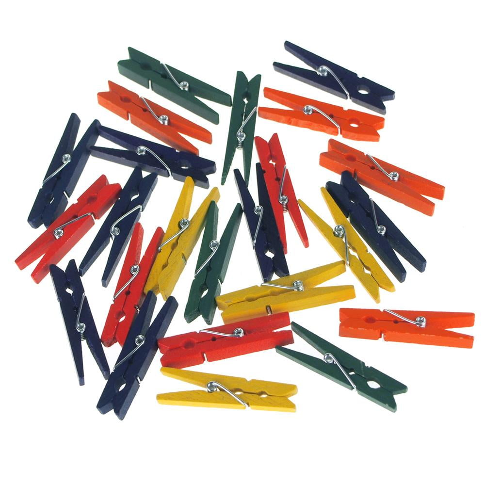 Mini Wooden Clothespins, Assorted Color, 17/8Inch, 24Count