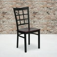 thumbnail image 4 of HERCULES Series Black Window Back Metal Restaurant Chair - Mahogany Wood Seat, 4 of 6