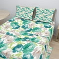 thumbnail image 2 of Ambesonne Vintage Fitted & Top Sheet Set with Shams, Flora Pattern with Rose, Turquoise Beige Green, 2 of 8