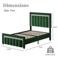 thumbnail image 3 of 4 EVER WINNER Twin Bed Frames, Twin Size Bed Frame with Diamond Velvet Design Headboard and Footboard, Upholstered Bed Frame with Wooden Slats Support, No Box Spring Needed, Easy Assembly, Green, 3 of 8